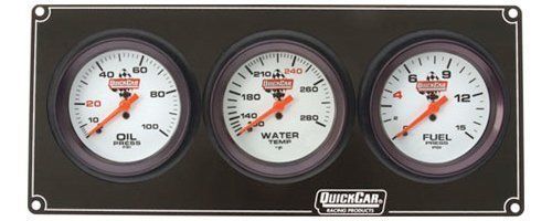 Quickcar racing products 61-7012 analog 3 gauge panel kit white face