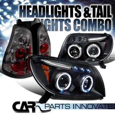 03-05 4runner black led halo projector headlights+smoke rear tail lamps