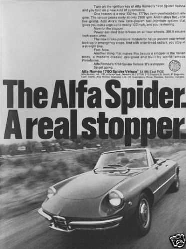 1969 alfa romeo spider veloce 1750 vintage advertisement classic ad