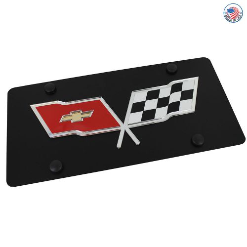 Corvette c3 logo on carbon black stainless steel license plate