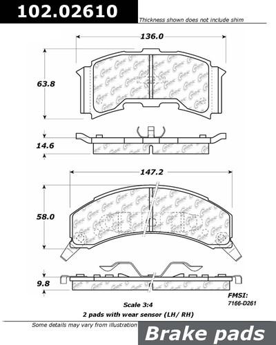 Centric 102.02610 brake pad or shoe, front-c-tek metallic brake pads-preferred