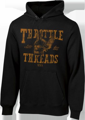 Throttle threads flying skul hoodie lg black