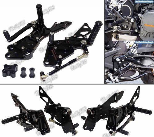 Cnc adjustable rearsets foot rest pegs black for 2011-2016 ktm duke 125 200 390