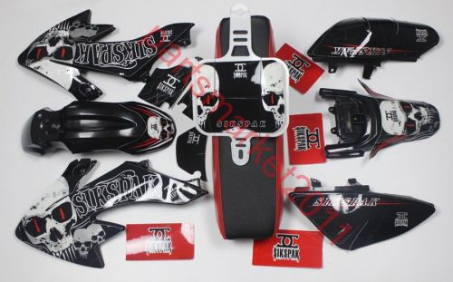 Black plastics 3m sikspak decals graphics tall seat crf50 xr50 bikes ssr sdg dhz