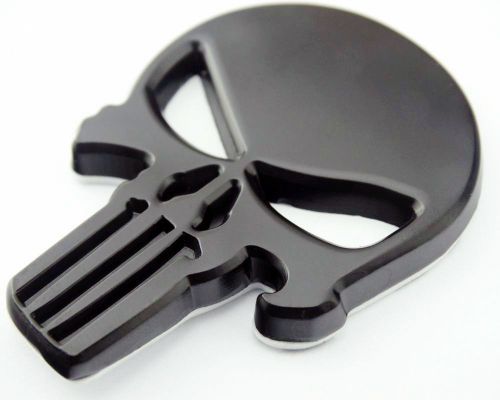Metal 3d black skull punisher fuel tank badge fairing decal sticker custom steel
