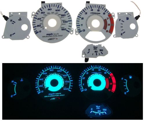 90-93 nissan 300zx turbo ac auto autotechnic white reverse glow gauge face faces