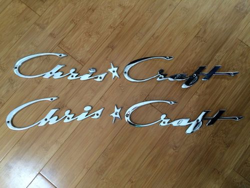 Chris craft emblem set 26 inch vintage newer chrome badge name plate wood boat