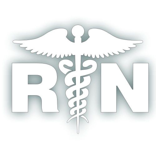 Rn caduceus decal for registered nurse heath care hospital medical worker white