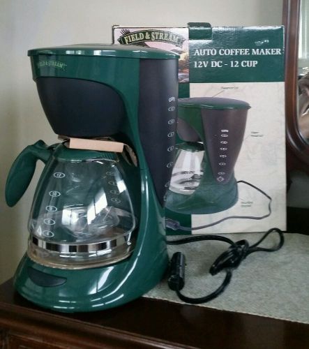 Field &amp; stream 12v dc 12 cup portable auto coffee maker nib for camping, boating