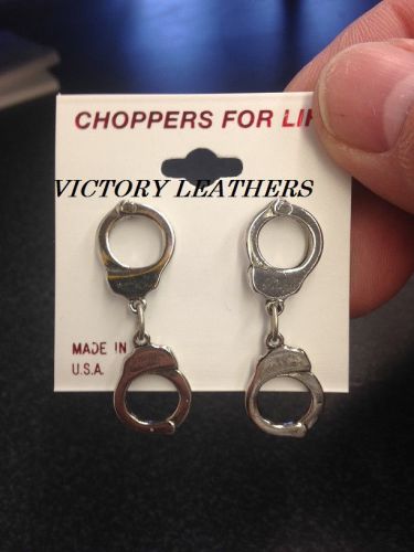 Usa made hand cuffs earings biker earings