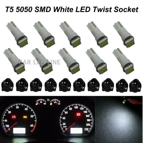 10x white t5 wedge 1-smd 5050 speedometer gauge cluster led light bulb 37 73 74