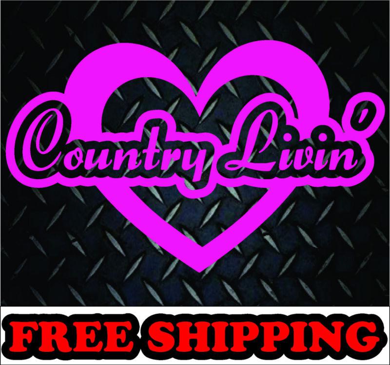 Country livin heart* vinyl decal sticker car diesel mom family truck