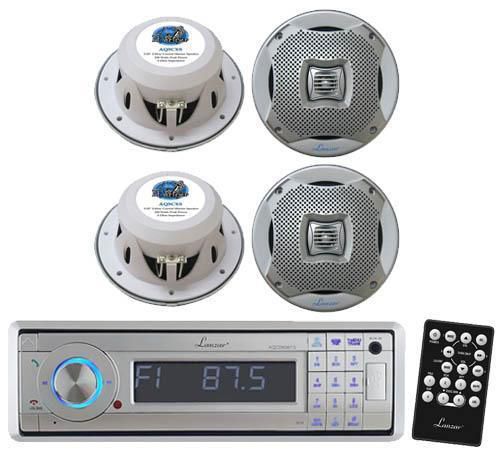 Brand new lanzar marine silver in-dash player/bluetooth system 4 silver speakers