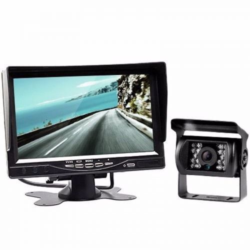 12-24v car reversing camera kit 7&#034; sunshade monitor + 4pin ccd ir backup camera