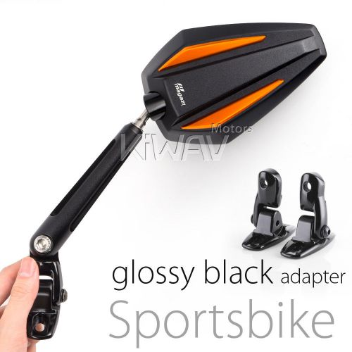 Achilles black &amp; orange mirrors glossy black base for suzuki sv 650 s 99-09