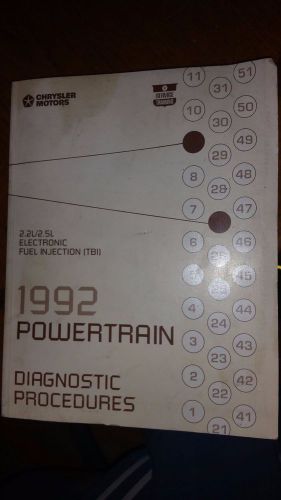 1992 powertrain diagnostic procedures, factory service manual, 2.2l / 2.5l