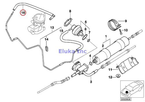 Bmw genuine fuel filter pressure regulator vacuum pipe e39 13531407717