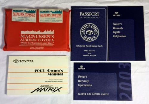 2003 toyota corolla matrix operator guide owner’s manual &amp; more set