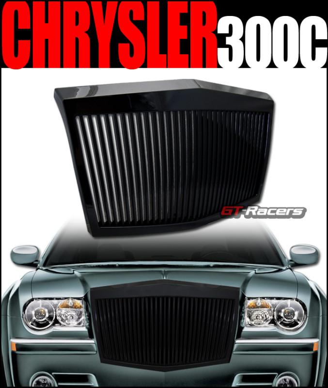 Blk rr vertical front hood bumper grill grille 2004/2005-2010 chrysler 300 300c