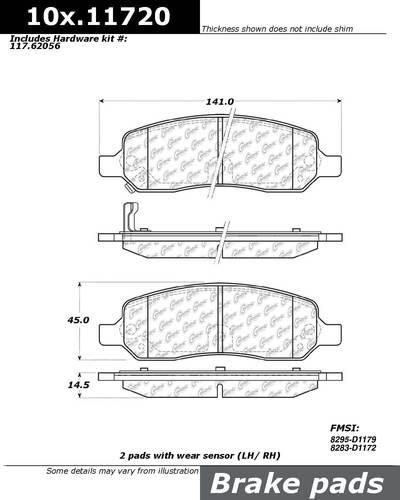 Centric 105.11720 brake pad or shoe, rear-posi-quiet ceramic w/shims & hardware