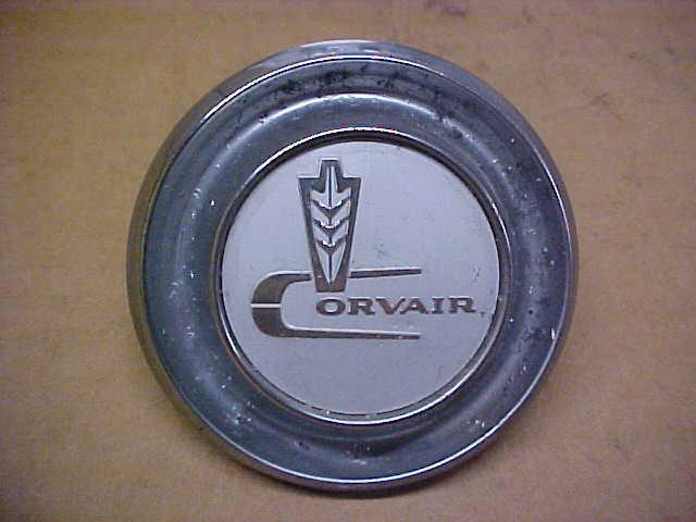 Corvair steering wheel horn button - 1962 monza (silver) (used)