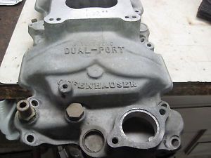 Aluminum intake offenhouser dual plain - small block chevy