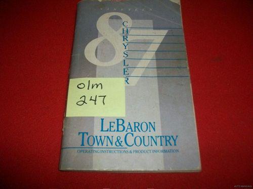 1987 chrysler original factory owner's manual lebaron / town & country models