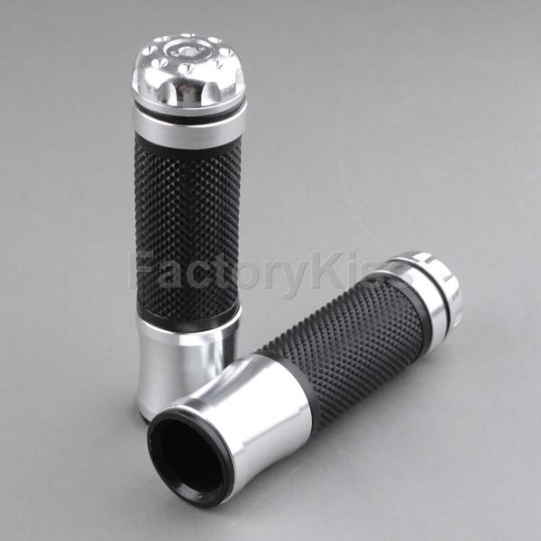 Smf universal motorcycle handlebar rubber hand grips 7/8" silver