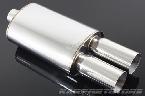 High flow jdm 2.5" inlet weld on exhaust muffler/chrome canister/dual round tip