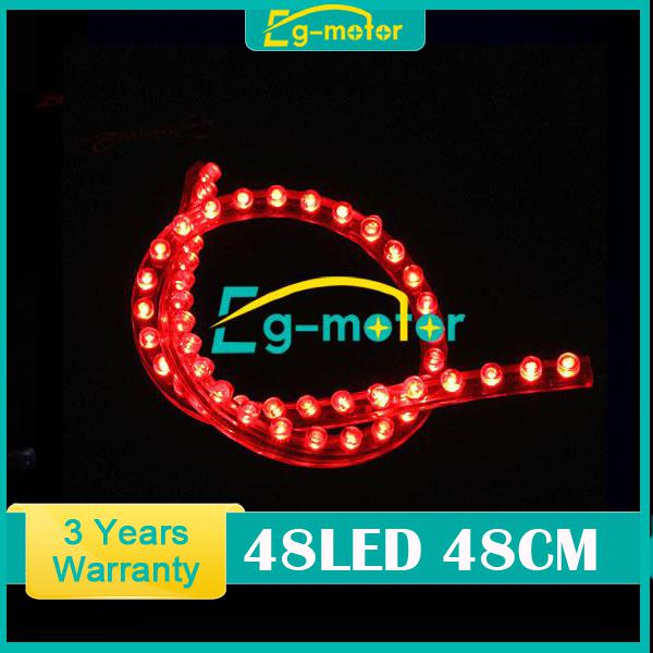 Red 48cm 48-led strip car truck flexible grill waterproof light lamp diy pvc