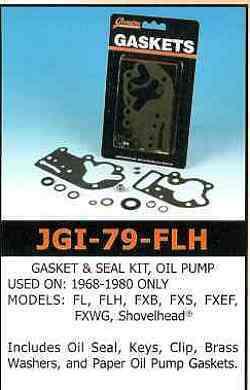 James 1968-1980 only shovelhead oil pump gasket & seal set - close out