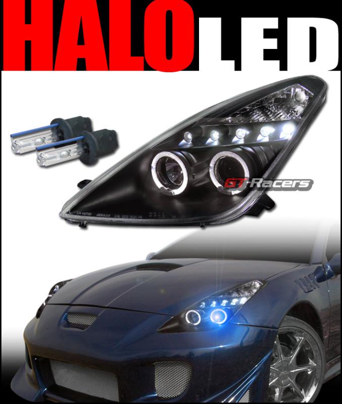 10000k hid xenon w/black halo led projector head lights signal 2000-2005 celica