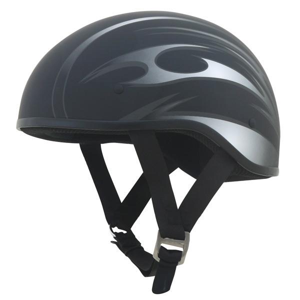 Afx fx-200 slick beanie-style black with flat silver half helmet