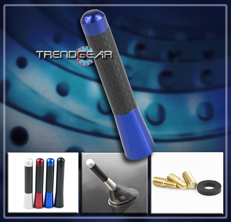 Universal fit 3" short roof radio screw base type antenna blue/real carbon fiber