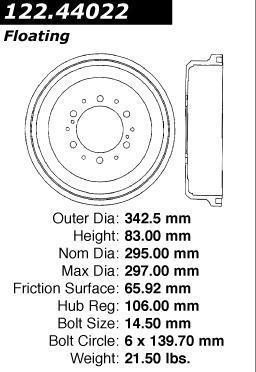 Centric 122.44022 rear brake drum-premium drum