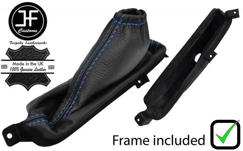 Bleu stitch leather handbrake gaiter + plastic frame for kia sorento mk1 02-09