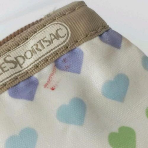 Lesportsac pouch - ivory pink multi heart lesponylon