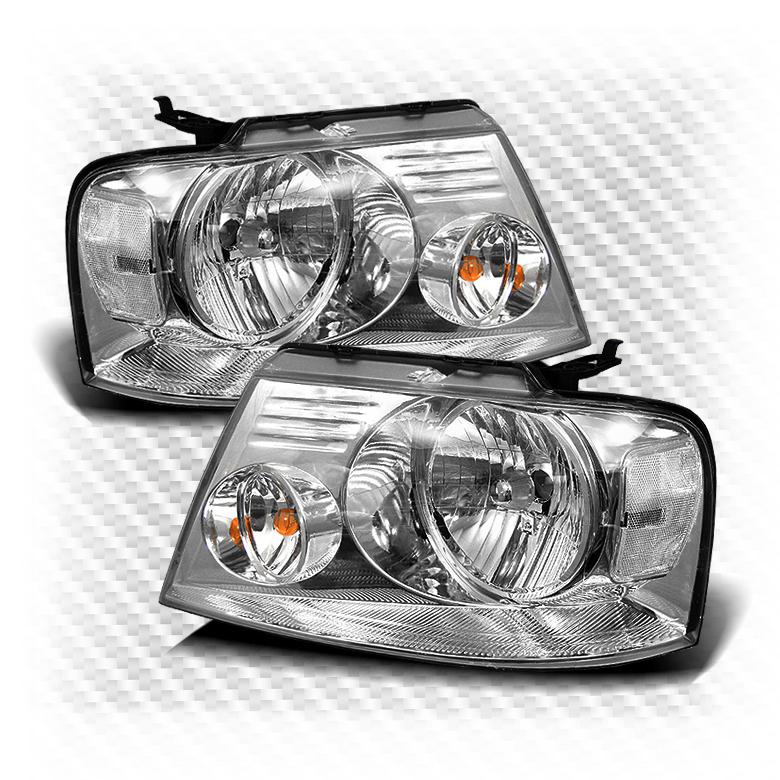 2004-2008 ford f150 euro corner headlights chrome head lights pair lamp set