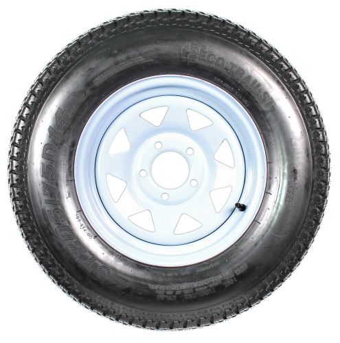 2-pk trailer tire rim st205/75d14 2057514 f78-14 14 lrc 5 lug white spoke wheel