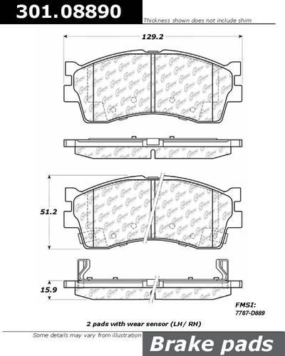 Centric 301.08890 brake pad or shoe, front-centric premium ceramic pads w/shims