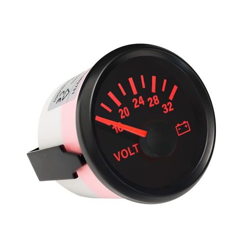 Eling voltmeter voltage gauge 24v 16-32v 52mm(2&#034;) with 24v, black+black