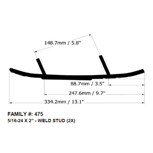 Bottom line 8&#034; carbides for ski-doo fits 2006-2023 pilot skis, ds / ds-2 / ds-3