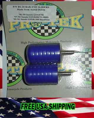 Blue suzuki bar end sliders gsxr600/750 hayabusa sv650s/sv1000