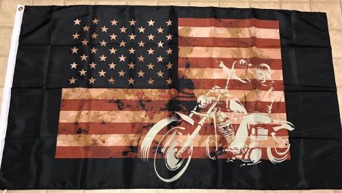 Skull ryder motorcycle american flag 3x5ft