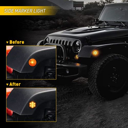 For 2007-2018 jeep wrangler jk led front grill signal light + fender flares lamp