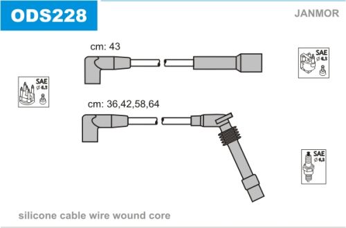 Ignition line set janmor ods228 for opel, vauxhall-