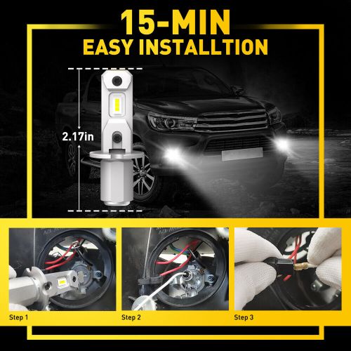 2pcs auxito h3 white xenon 6500k high power led fog light driving bulb drl lamps