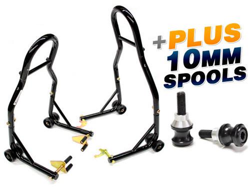 Motorcycle dual lift stand - w/ spools for kawasaki ninja zx-9r zx900 1998-2003