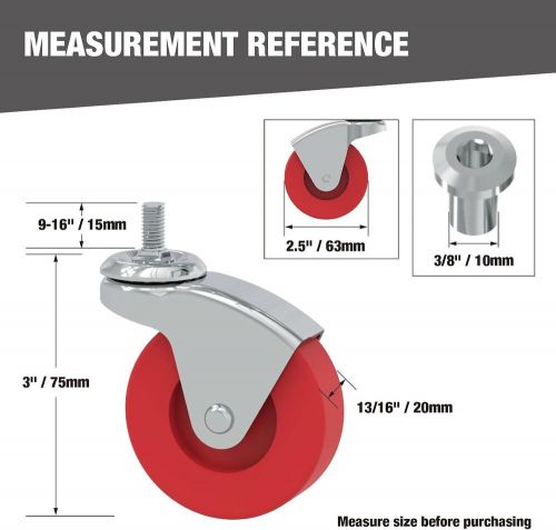 Big red 2pack 2.5&#034; swivel caster wheel for creeper service cart stool post mount