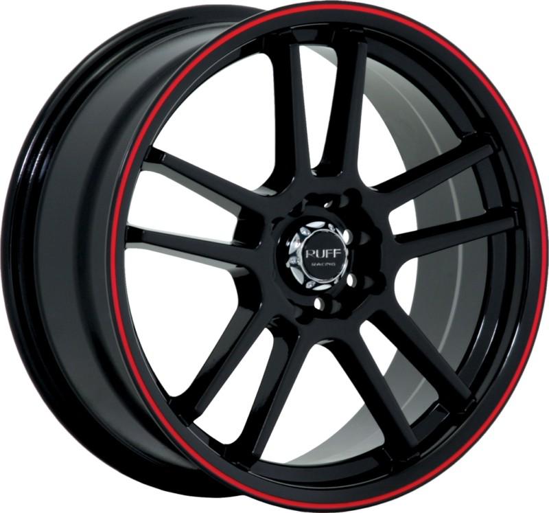 15" inch 5x100 5x4.5 black red wheels rims 5 lug honda nissan toyota acura mazda